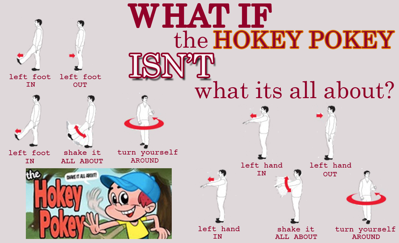 hokey pokey   you put your right foot in,you put your right foot out,you put your right foot in,and you shake it all aboutyou do the hokey-pokey,and your turn yourself aroundthat’s. hokey pokey   you put your right foot in,you put your right foot out,you put your right foot in,and you shake it all aboutyou do the hokey-pokey,and your turn yourself aroundthat’s.